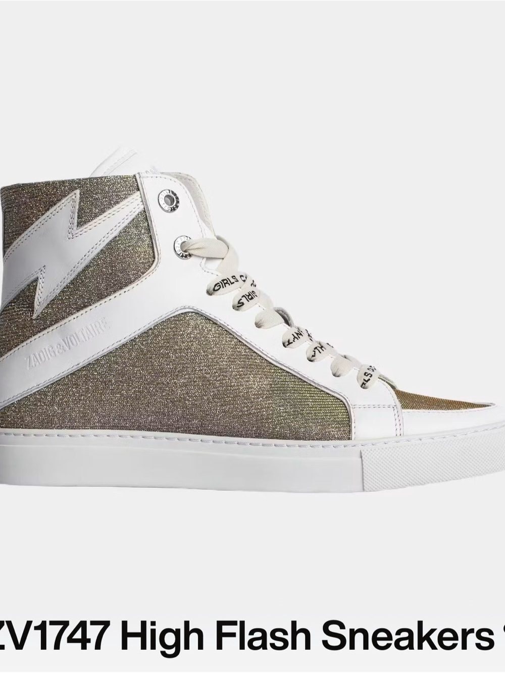 Zadig & Voltaire High-Top Sneakers in Metallic Gold and White